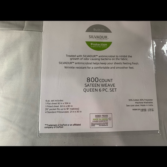 AQ silvadur 800 thread count sateen weave Queen bedsheets set MRSP $180 - Picture 4 of 5